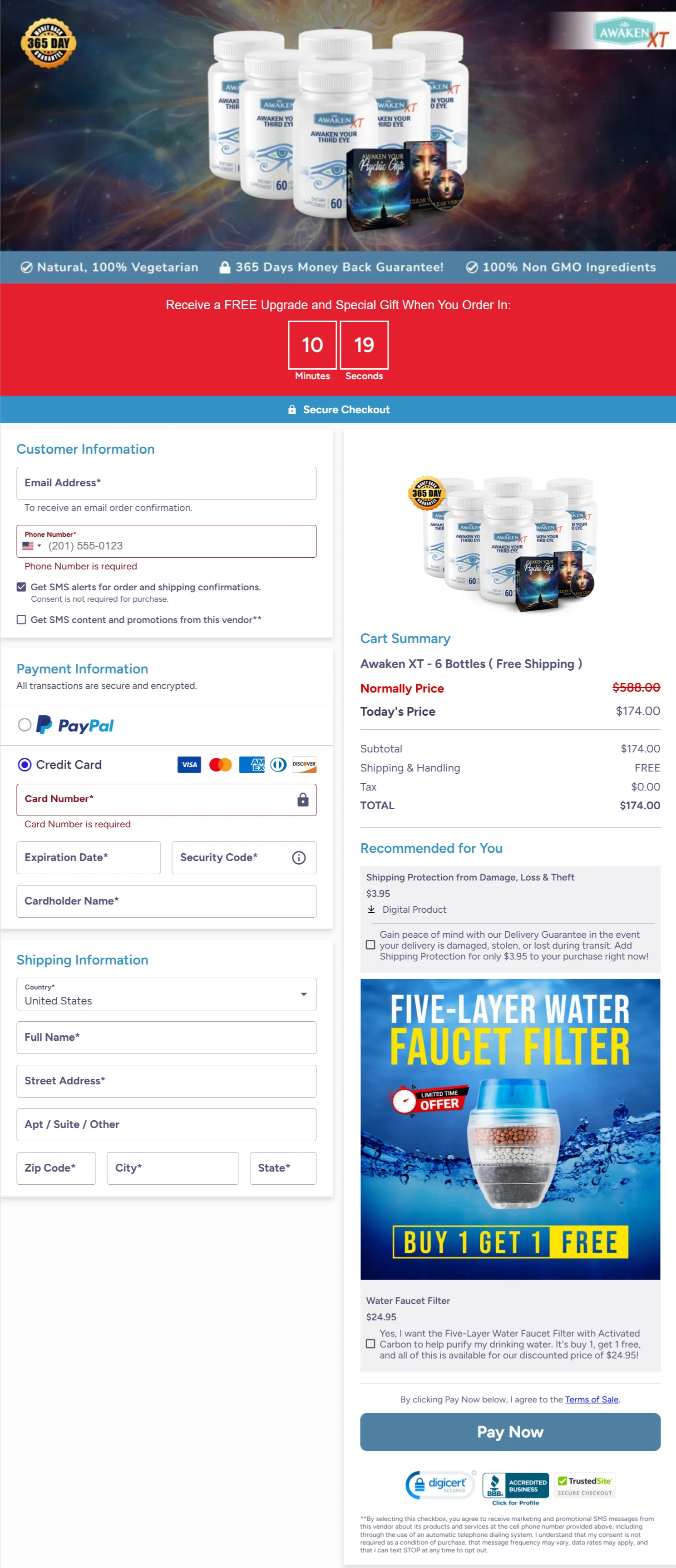 Awaken XT checkout page